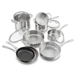 Cuisinart 13pc Classic Stainless Steel Cookware Set: Induction Compatible, Dishwasher Safe, Lifetime Warranty