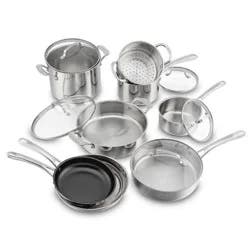 Cuisinart 13pc Classic Stainless Steel Cookware Set: Induction Compatible, Dishwasher Safe, Lifetime Warranty