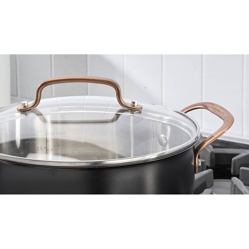 slide 4 of 4, Cuisinart 4.5qt Matte Black Stainless with Blush Bronze Dutch Oven with Cover: Black Stainless Steel Cookware, 10" Diameter, 4.5 qt