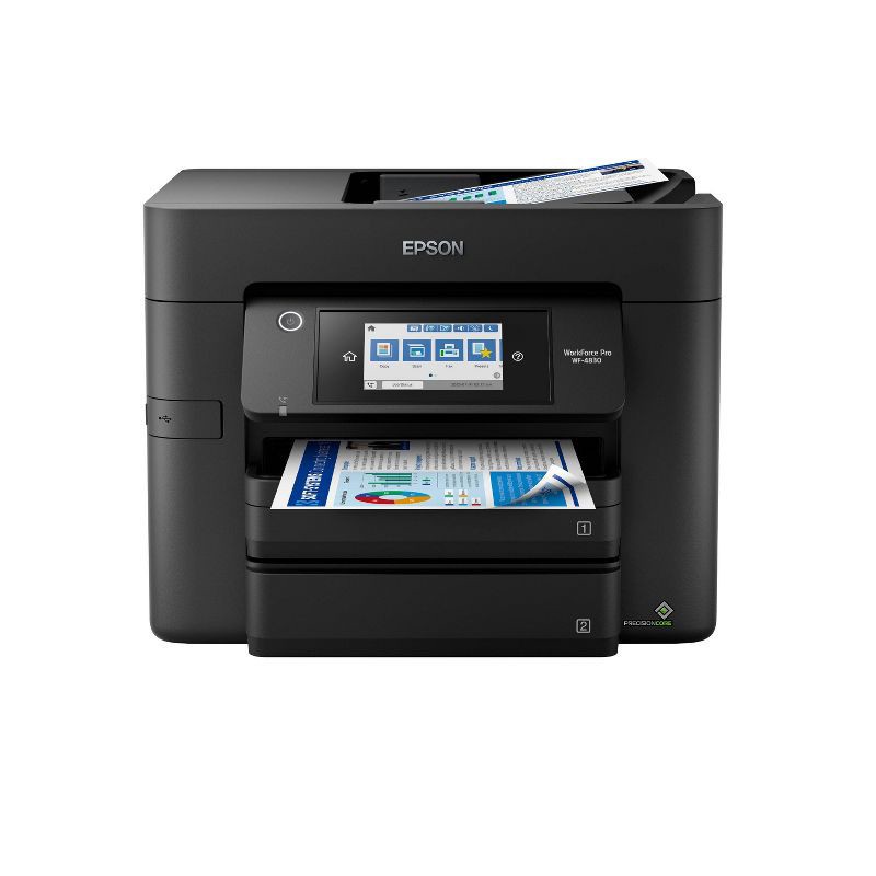 slide 1 of 7, Epson WorkForce Pro WF-4830 Wireless All-in-One Printer - Black: Automatic 2-Sided Printing & Scanner, 500-Sheet Capacity, 1 ct