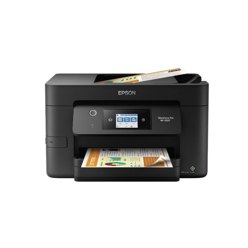 slide 1 of 7, Epson WorkForce Pro WF-3820 Wireless All-in-One Printer - Black: USB, Wi-Fi, AirPrint, 1 ct