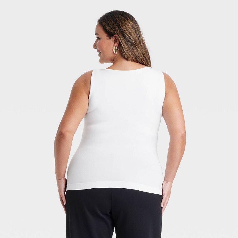 slide 2 of 3, Women's Slim Fit Seamless Tank Top - A New Day™ White XXL: Nylon Spandex Blend, Scoopneck, Wide Straps, 1 ct