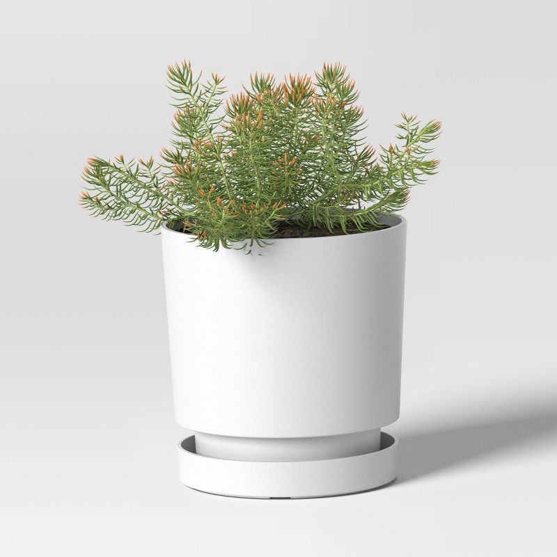 slide 3 of 4, 2pc Recycled Resin Indoor Outdoor Planter Pots White 4"x4"x4" - Room Essentials™, 2 ct