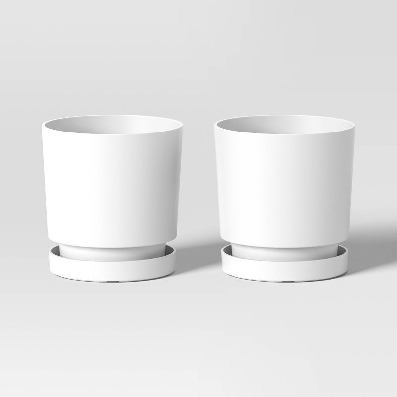 slide 1 of 4, 2pc Recycled Resin Indoor Outdoor Planter Pots White 4"x4"x4" - Room Essentials™, 2 ct