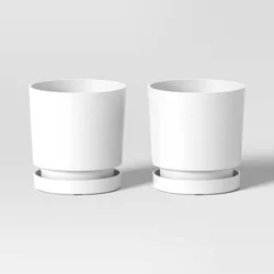 2pc Recycled Resin Indoor Outdoor Planter Pots White 4"x4"x4" - Room Essentials™