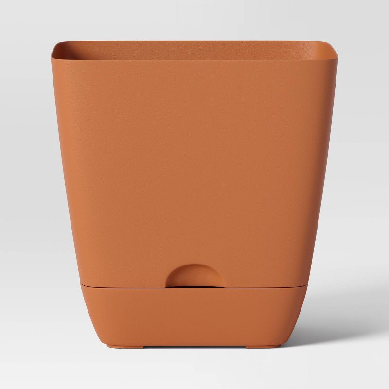 slide 1 of 4, Square Self-Watering Plastic Indoor Outdoor Planter Pot Orange 6"x6" - Room Essentials™, 1 ct