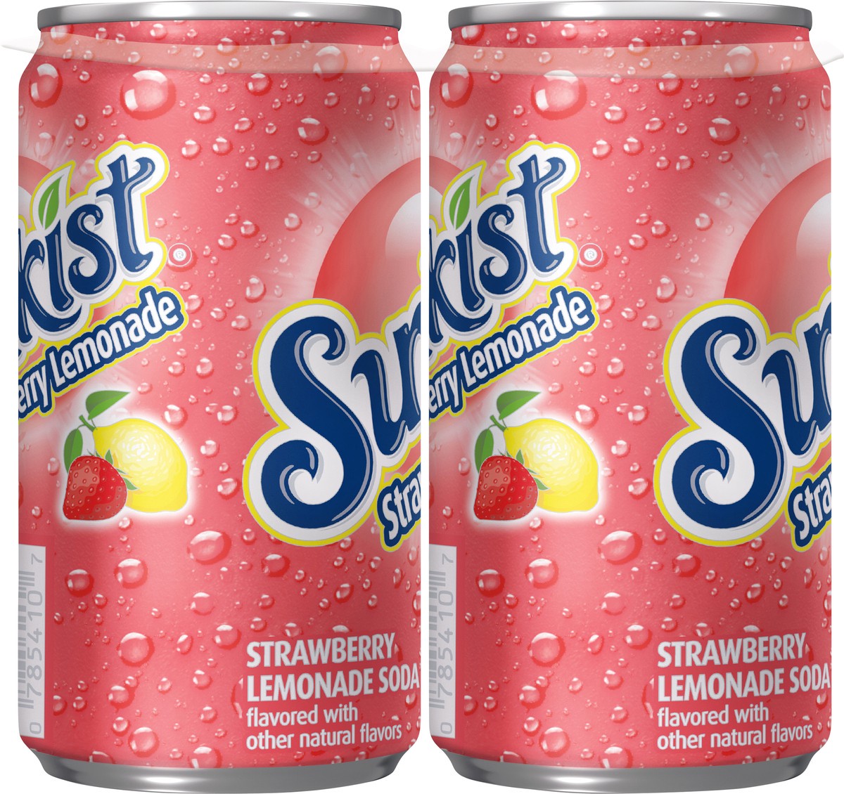 slide 2 of 7, Sunkist Strawberry Lemonade Soda 6-7.5 fl oz Can, 6 ct