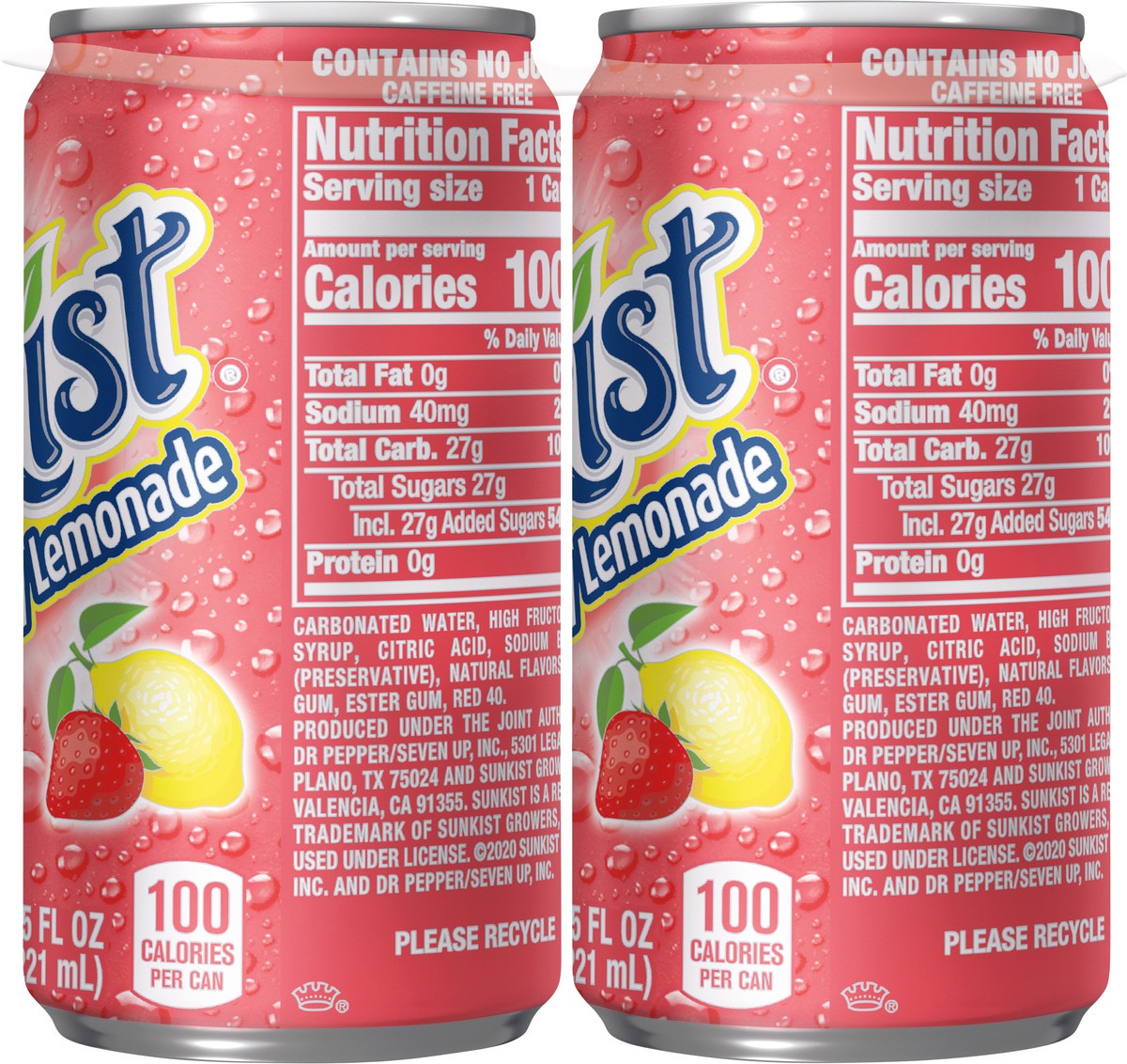 slide 6 of 7, Sunkist Strawberry Lemonade Soda 6-7.5 fl oz Can, 6 ct