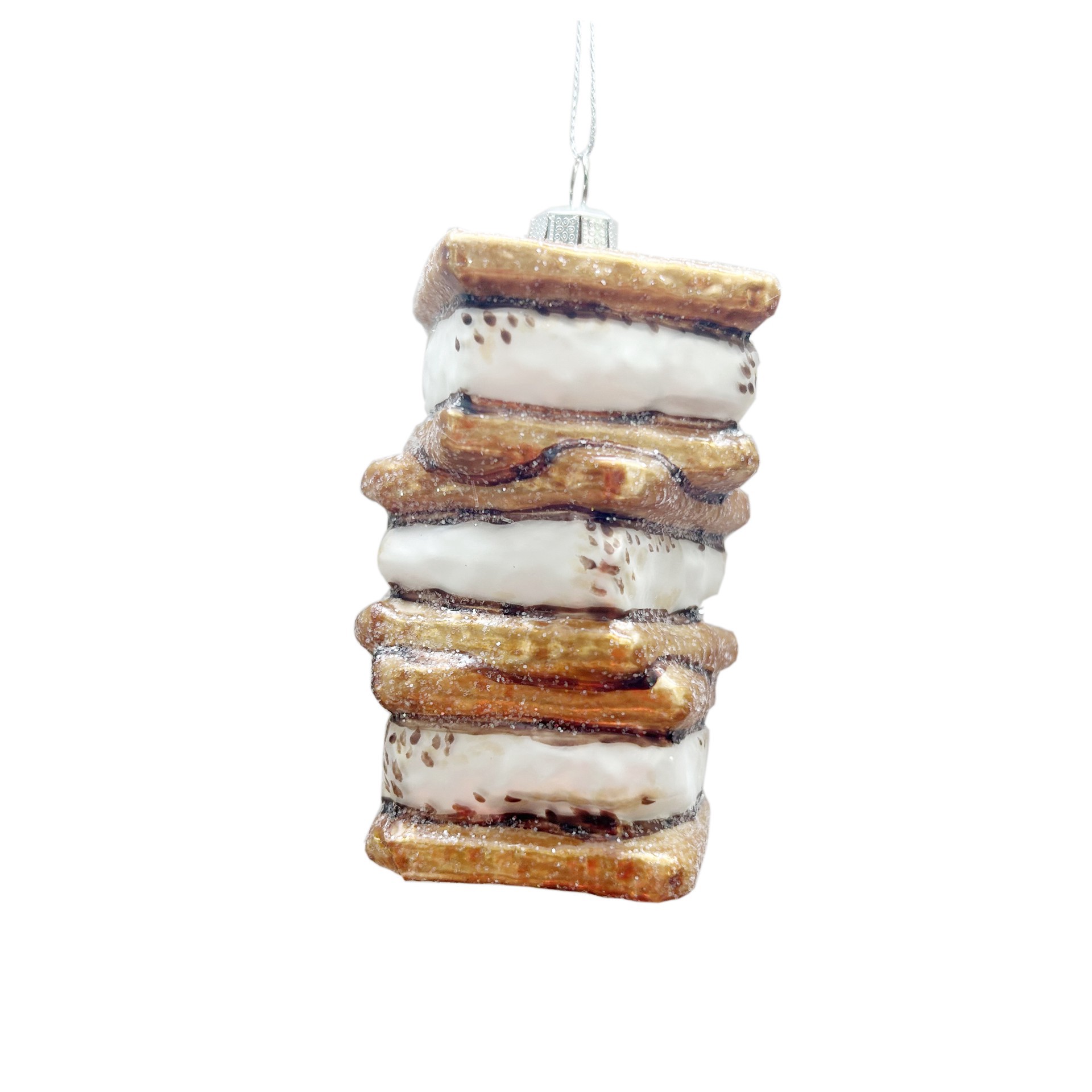 slide 2 of 2, 4" S'mores Stack Glass Ornament By Ashland, 2.5 in x 2.5 in x 4 in