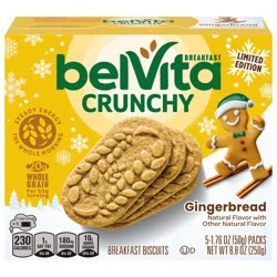 belVita Breakfast Bars Biscuits, Gingerbread, Limited Edition, 5 Packs (4 Biscuits Per Pack)