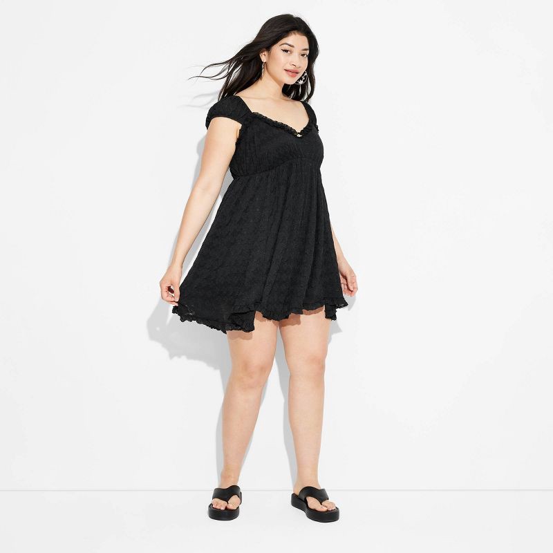 slide 2 of 3, Women's Cap Sleeve Lace Mini Babydoll Dress - Wild Fable™ Black XXL, 1 ct