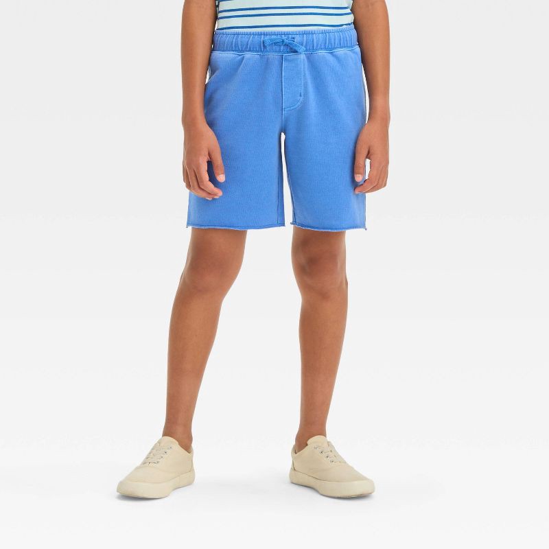 slide 1 of 3, Boys' Washed French Terry Pull-On Shorts - Cat & Jack™ Dark Blue XS, 1 ct