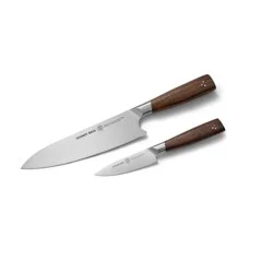 Schmidt Bros Cutlery 2pc Prep Knife Set Delta: Stainless Steel Blades, Wood Handles, Hand Wash, Lifetime Warranty