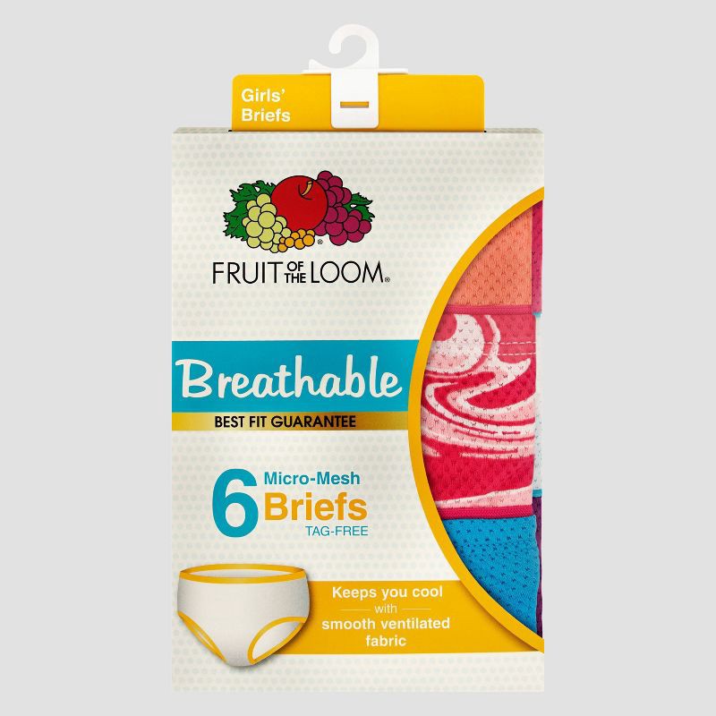 slide 2 of 3, Fruit of the Loom Girls' 6pk Micro Mesh Briefs - Colors May Vary 6, 6 ct