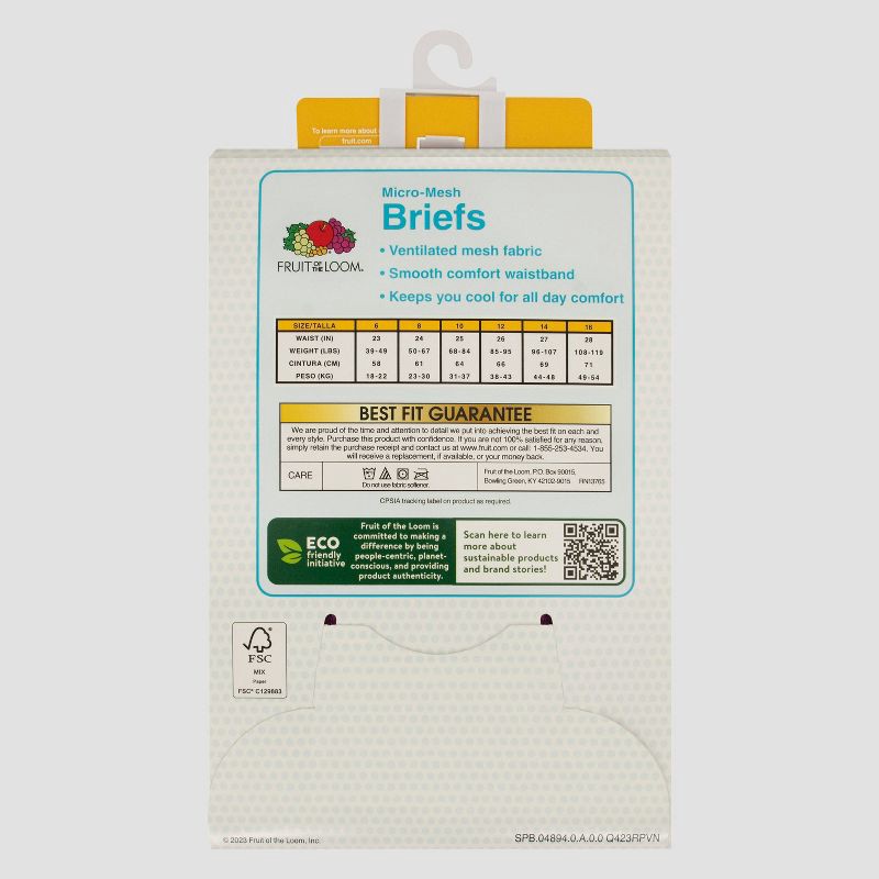 slide 3 of 3, Fruit of the Loom Girls' 6pk Micro Mesh Briefs - Colors May Vary 8: Tagless, High Rise, Ventilating Mesh, 6 ct