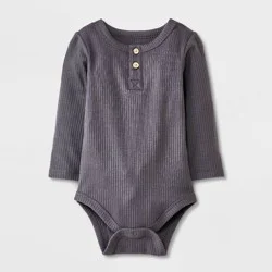 Baby Long Sleeve Henley Bodysuit - Cat & Jack™ Gray 18M