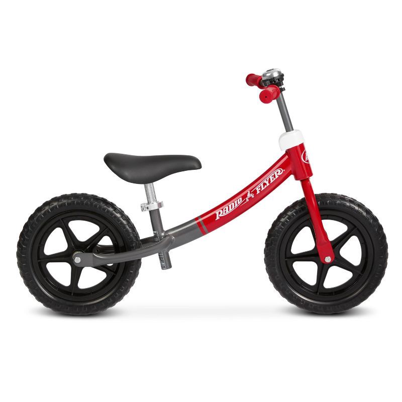 slide 11 of 11, Radio Flyer Glide and Go Pro 12" Kids' Balance Bike - Black/Red: Steel Frame, Adjustable Seat, 1 ct