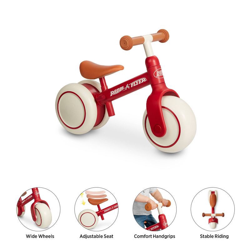 slide 2 of 10, Radio Flyer Steady Start 8'' Kids' Balance Bike - Red: Steel Frame, Adjustable Seat, 1 ct