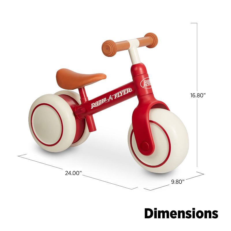 slide 3 of 10, Radio Flyer Steady Start 8'' Kids' Balance Bike - Red: Steel Frame, Adjustable Seat, 1 ct