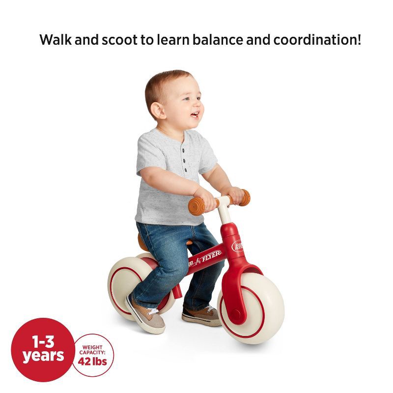 slide 4 of 10, Radio Flyer Steady Start 8'' Kids' Balance Bike - Red: Steel Frame, Adjustable Seat, 1 ct