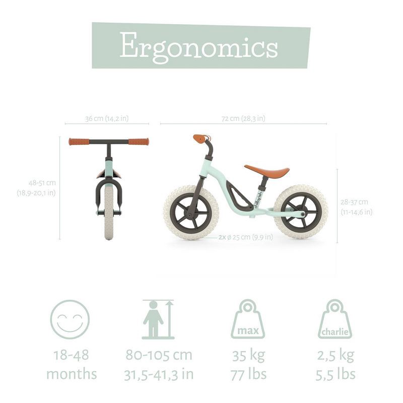 slide 8 of 13, Chillafish Charlie Breeze 10" Kids' Balance Bike - Mint Green: Adjustable Handlebar & Seat, 1 ct