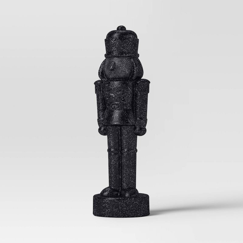 slide 1 of 3, Glittered Christmas Decorative Nutcracker - Wondershop™​​​​​​​ Black: Indoor Plastic Nutcracker 11" 2024 Decor, 1 ct