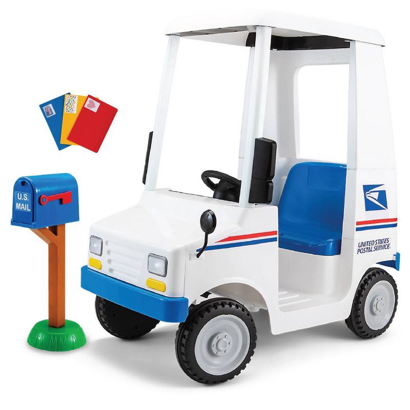 slide 1 of 5, Flybar USPS Electric Ride-On Truck: Powered Toy for Ages 3-5, 60lb Capacity, 60 lb