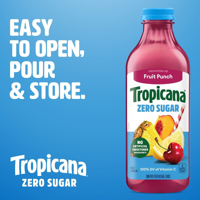 slide 2 of 8, Tropicana Zero Sugar Fruit Punch - 46 fl oz, 46 fl oz