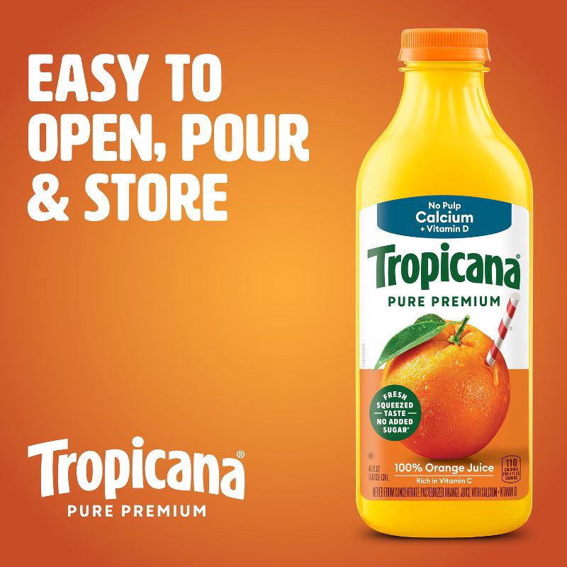 slide 2 of 10, Tropicana Pure Premium No Pulp w/Calcium Orange Juice - 46 fl oz, 46 fl oz