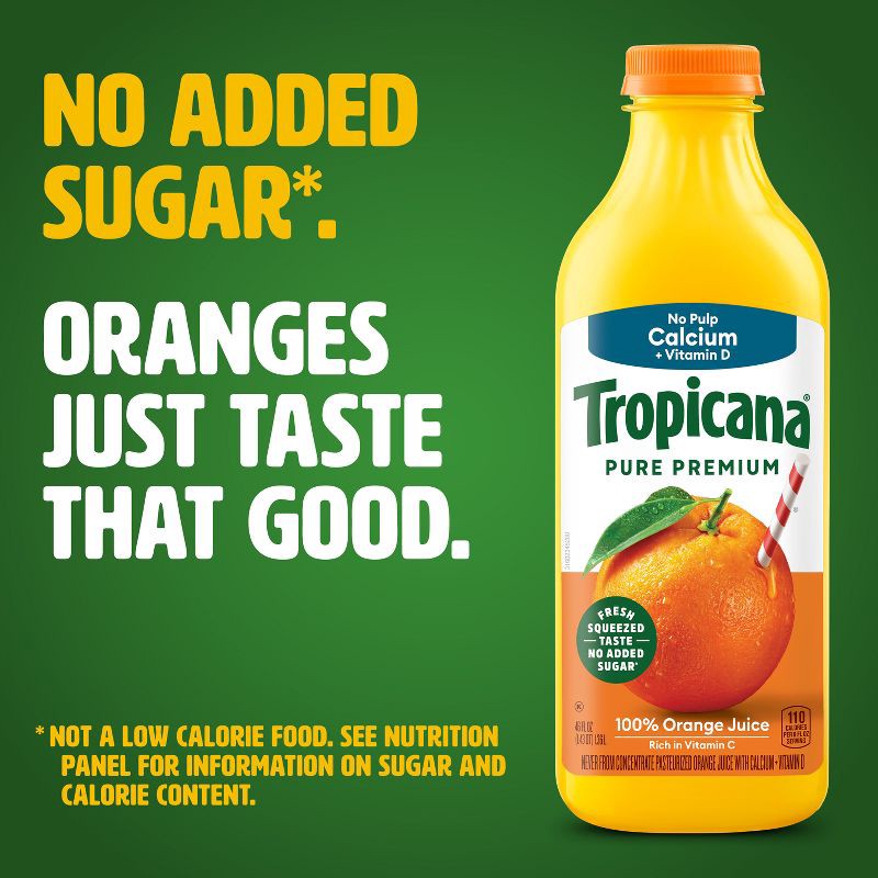 slide 3 of 10, Tropicana Pure Premium No Pulp w/Calcium Orange Juice - 46 fl oz, 46 fl oz