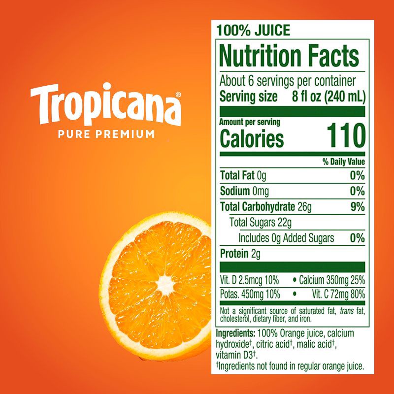 slide 10 of 10, Tropicana Pure Premium No Pulp w/Calcium Orange Juice - 46 fl oz, 46 fl oz