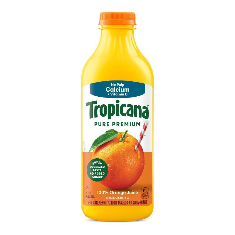 slide 1 of 10, Tropicana Pure Premium No Pulp w/Calcium Orange Juice - 46 fl oz, 46 fl oz