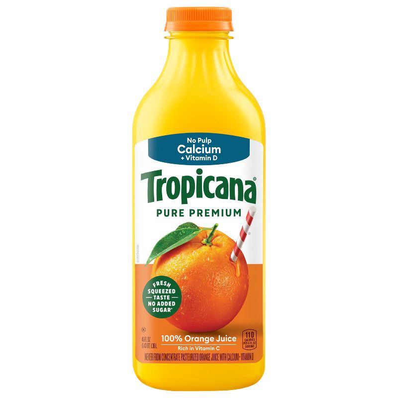 slide 1 of 10, Tropicana Pure Premium No Pulp w/Calcium Orange Juice - 46 fl oz, 46 fl oz