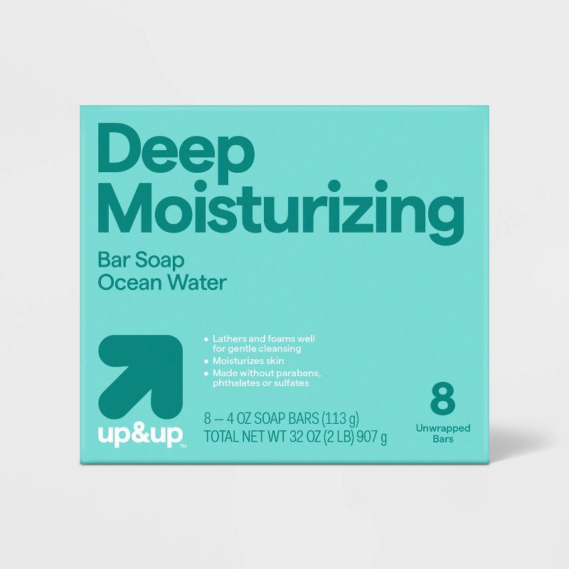 slide 1 of 3, Deep Moisturizing Bar Soap Ocean Water - 32oz/8pk - up&up™, 8 ct; 3.75 oz