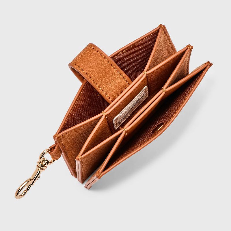 slide 2 of 4, Clip-on Accordion Card Case - Universal Thread™ Brown: Solid Wallet, 1 ct