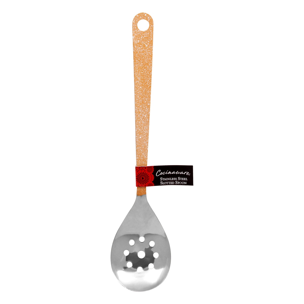 slide 1 of 1, Cocinaware Yellow Speckled Stainless Steel Slotted Spoon, 1 ct