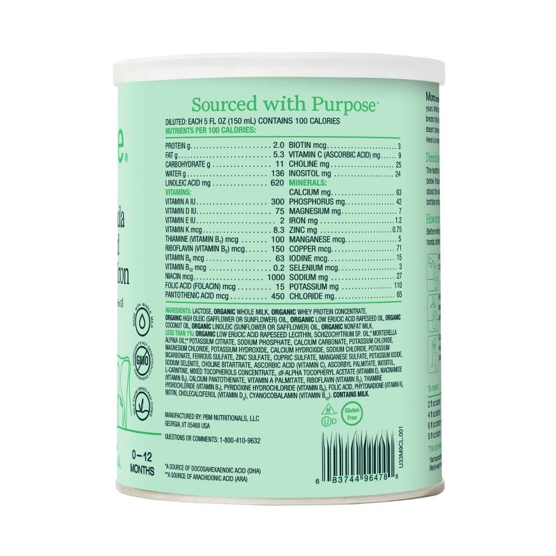 slide 3 of 6, Bobbie Grass Fed Whole Milk Infant Powdered Formula - 14oz, 14 oz