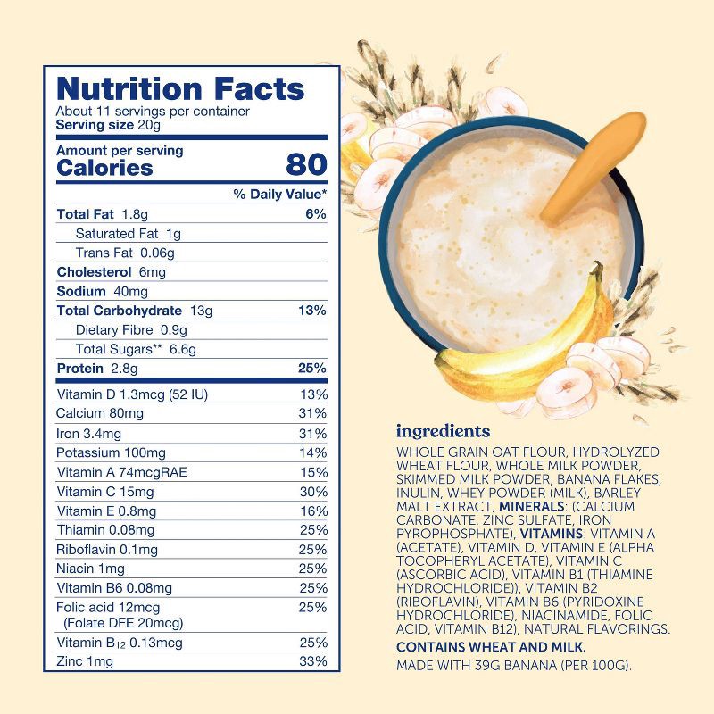 slide 5 of 8, Kendamil Banana Creamy Oatmeal Cereal - 8oz, 8 oz