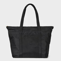 Essential Zip Tote Handbag - Universal Thread™ Black: Nylon Twill, Unstructured, 18.75" Width