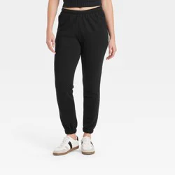 Women's Leisure Studio Mid-Rise Fleece Essential Joggers - Universal Thread™ Black S: Cotton Fleece, Relaxed Leg