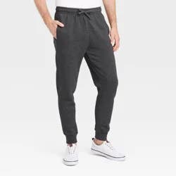 Men's Fleece Jogger Pants - Goodfellow & Co™ Charcoal Gray XS: Midweight, Adjustable Waistband, Tapered Leg