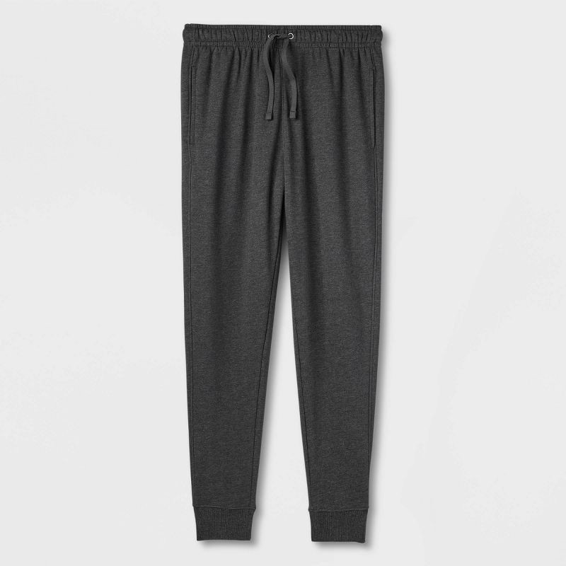 slide 4 of 5, Men's Fleece Jogger Pants - Goodfellow & Co™ Charcoal Gray L: Midweight, Adjustable Waistband, Tapered Leg, 1 ct