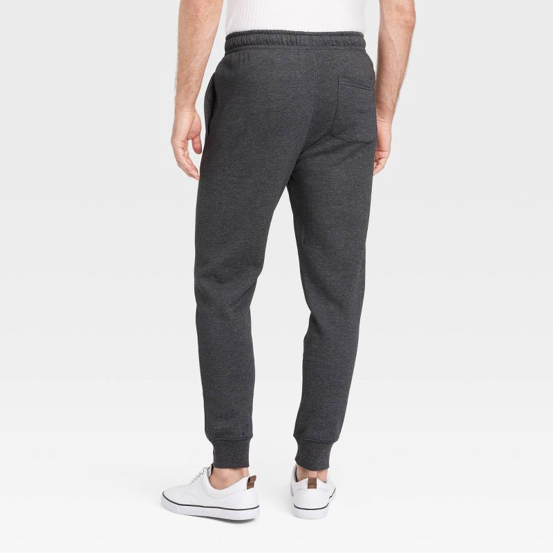 slide 2 of 5, Men's Fleece Jogger Pants - Goodfellow & Co™ Charcoal Gray XL: Midweight, Cotton Blend, Adjustable Waistband, Tapered Leg, 1 ct