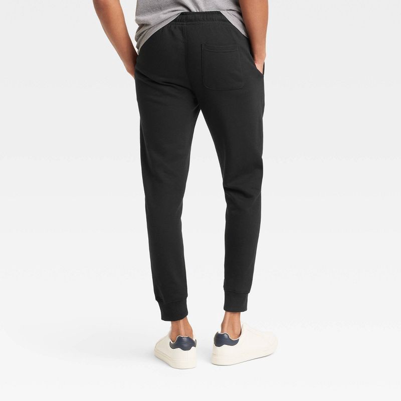 slide 2 of 5, Men's Fleece Jogger Pants - Goodfellow & Co™ Black S: Midweight, Regular Fit, Adjustable Waistband, Tapered Leg, 1 ct