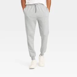 Men's Fleece Jogger Pants - Goodfellow & Co™ Gray L: Mid Rise, Tapered Leg, Adjustable Waistband