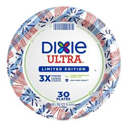 Dixie Ultra Plates 8.5" - Americana - 30ct: Paper, Disposable Dinnerware, Round, Star Pattern