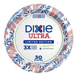 Dixie Ultra Plates 8.5" - Americana - 30ct: Paper, Disposable Dinnerware, Round, Star Pattern