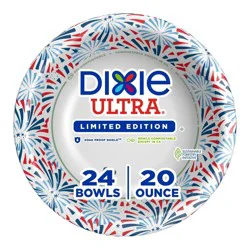 Dixie Ultra Bowls - Americana - 20oz/24ct: Paper, Geometric Star Pattern, Patriotic Theme, Round Shape
