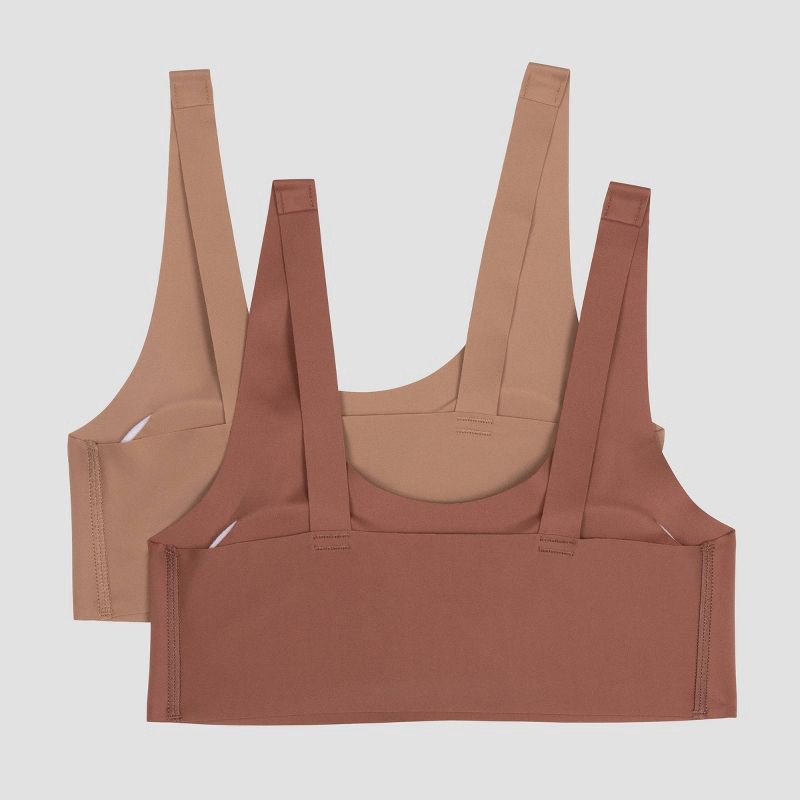 slide 2 of 3, Hanes Girls' 2pk Bonded Comfort Bra - Chocolate Brown/Tan Brown XL: Scoopneck, Removable Padding, 2 ct