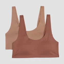 Hanes Girls' 2pk Bonded Comfort Bra - Chocolate Brown/Tan Brown XL: Scoopneck, Removable Padding